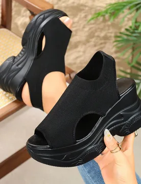 Nuevas sandalias de mujer con cuña de suela gruesa para el verano, sandalias casuales versátiles de moda para mujer, sandalias de tacón alto para m - Shein - FashionsVida