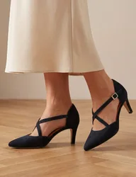 Wide Fit Leather Stiletto Heel Court Shoes Navy female