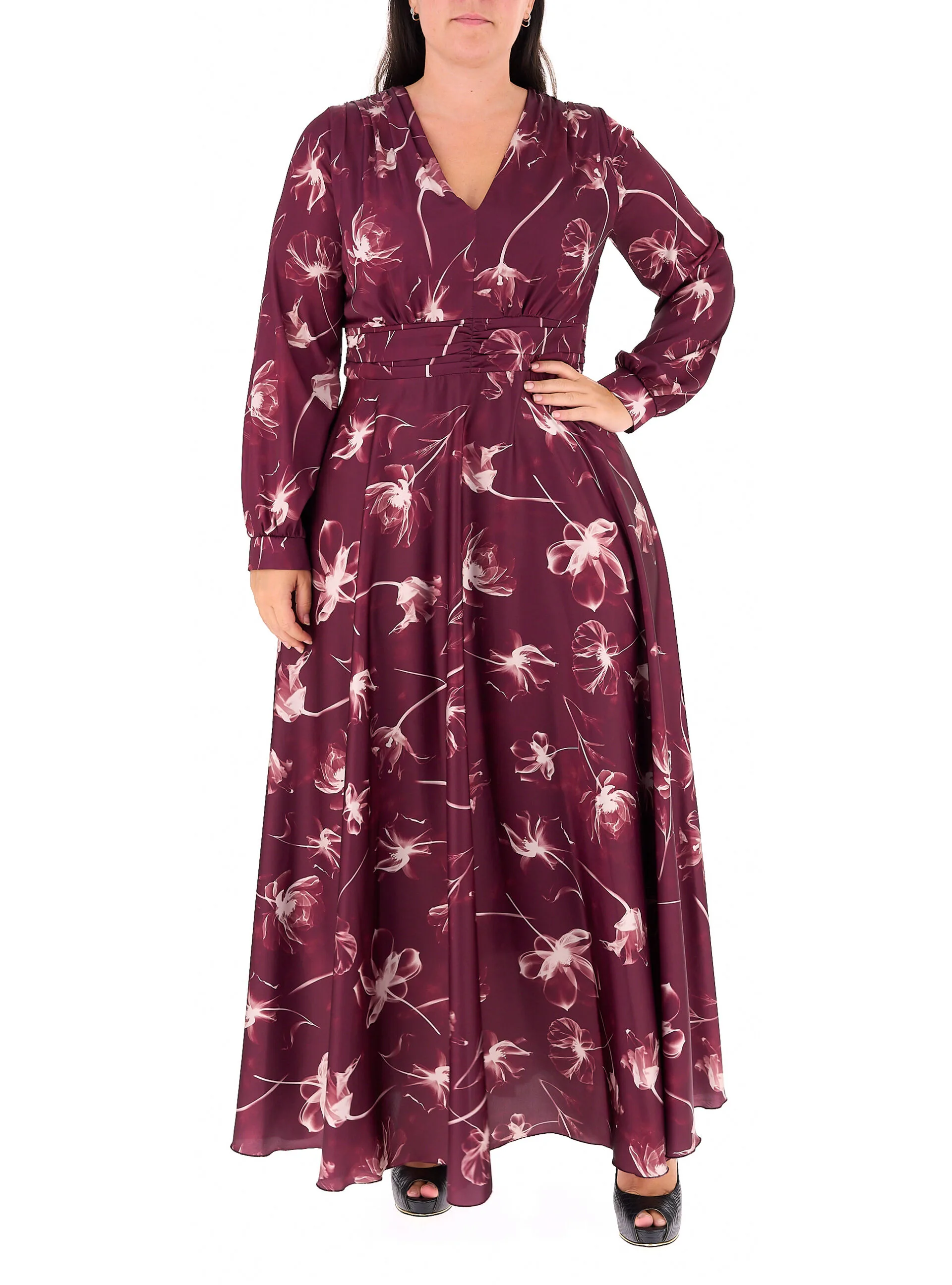 Abito in satin BORDEAUX 48 - RINASCIMENTO CURVY - FashionsVida