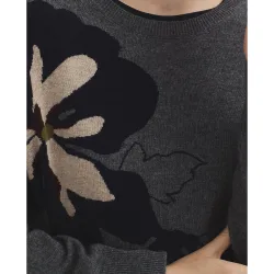 Jersey de mujer ancho con intarsia de flor