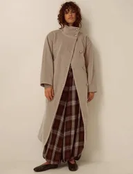 Belted Funnel Neck Coat Light Brown female