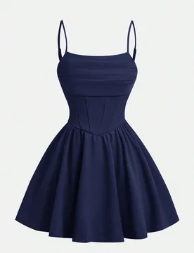 Vestido de tirantes de punto de unicolor con fruncido en la cintura para adolescentes 12Y - Shein - FashionsVida