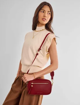 Faux Leather Camera Cross Body Bag Red female - Katie Loxton - FashionsVida
