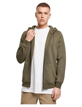Felpa Con Zip Heavy Olive L - Build Your Brand - FashionsVida