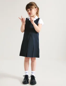 Girls' Pleated School Pinafore (2-12 Yrs) Navy female - M&S - FashionsVida