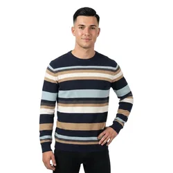 Maglione 1038200 Striped Knit Navy Knitted Multi Stripe L