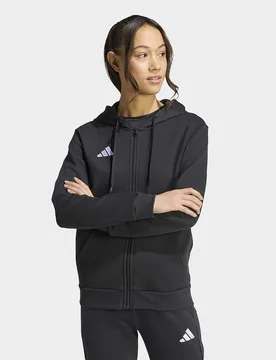 Womens Felpa Con Cappuccio Entrada26 Con Zip Intera - Nero, nero nero Donna taglia XL - Adidas - FashionsVida