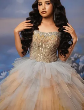 Champagne Quinceanera Dress off-shoulder Sequin Crystal Decal Lace Layering Long tail vestidos de 15 Quinceanera ﻿Customize - Aliexpress - FashionsVida