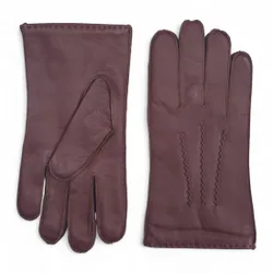 Mens Men’s Chestnut Brown Italian Warm Wool Lining Winter Stich Design Riding Driving Casual Gloves - Size Small