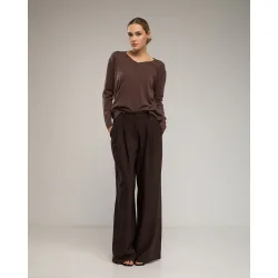 Pantalón de mujer de vestir amplio con pinzas