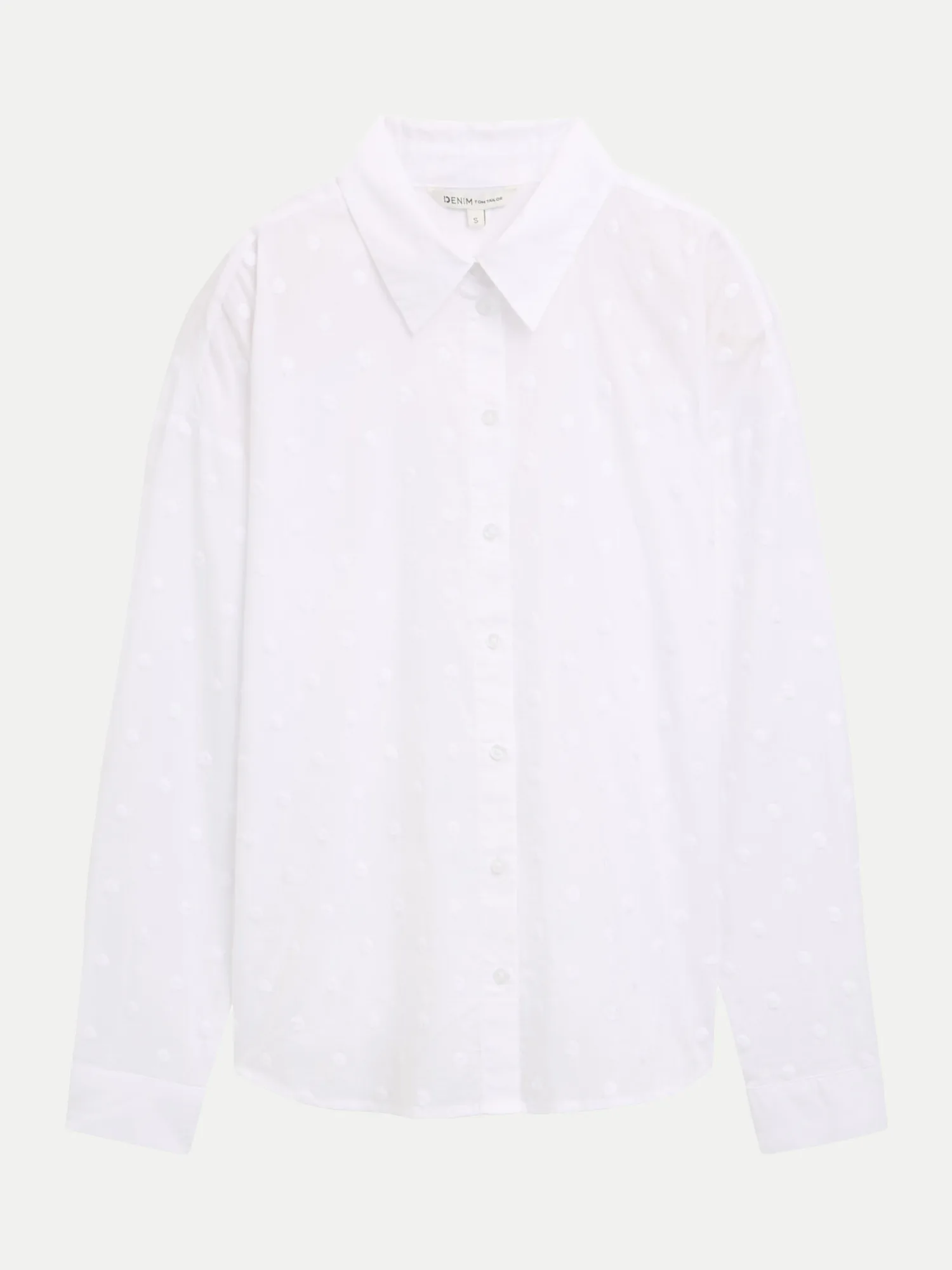 Bluse mit gepunkteter Struktur Weiß S - Tom Tailor Denim - FashionsVida