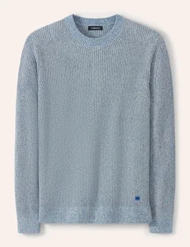 Mouline Pullover, normale Größen, Farbe Blau, 58/60, reine Baumwolle lebendige Optik Herren - Walbusch - FashionsVida