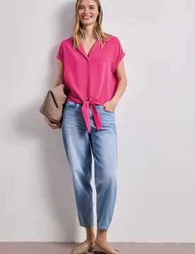Dropped Shoulder Bluse mit Bowling-Kragen female Pink - Street One - FashionsVida