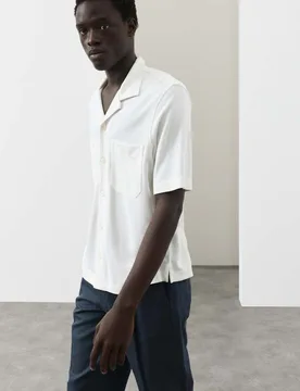 Relaxed Fit Modal Rich textured Button Through Polo Light Natural male - Autograph - FashionsVida