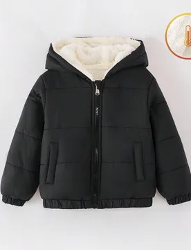 Abrigo acolchado clásico casual con capucha con cremallera, forro térmico y bolsillos reales para niños pequeños, otoño/invierno 7Y - Shein - FashionsVida