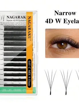 NAGARAKU 12Lines 0.07C D Narrow 4D W Shape Extensiones de Pestañas Automáticas Premade Fans Narrow Natural Suaves Pestañas Postizas Densas para Maq - Shein - FashionsVida