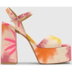 Sandalias de pala de mujer flora con estampado y cierre de hebilla