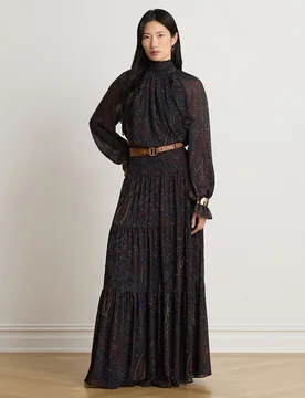 Falda larga evasé con estampado paisley - Lauren Ralph Lauren - FashionsVida