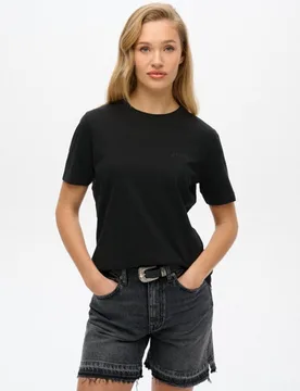 Superdry Damen Essential T-shirt mit Logostickerei Schwarz - Größe: 38 - 24.99 - FashionsVida