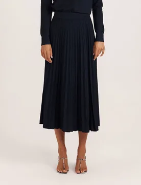Sparkly Knitted Pleated Midi Skirt Navy female - Saba - FashionsVida