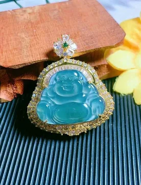 Copper-inlaid natural A-grade jadeite ice-type Maitreya Buddha jade pendant wholesale supply - Aliexpress - FashionsVida