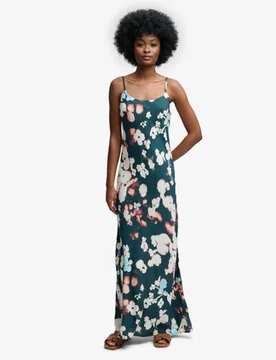 Superdry Damen Bedrucktes Maxi-slip-kleid Navy - Größe: 38 - 64.99 - FashionsVida