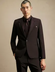 Skinny Fit Stretch Suit Jacket Brown male