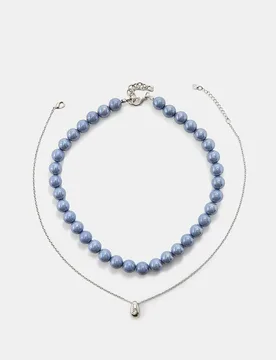 Set mit 2 Kugelketten Grau OS - Stradivarius - FashionsVida