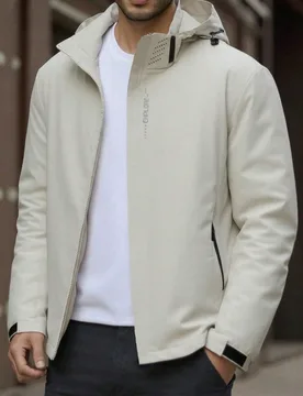 Chaqueta de asalto para exteriores para hombres, chaqueta con capucha para hombres, chaqueta de montañismo resistente a las manchas con capucha desmo - Shein - FashionsVida