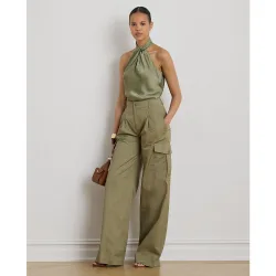 Pantalón ancho de mujer estilo cargo de algodón