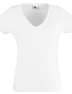 Womens Ladies Lady-Fit Valueweight V-Neck Short Sleeve T-Shirt (White) - Size 2xl - Fruit of the loom - FashionsVida