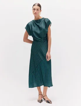 Vestido largo de mujer rayas bicolor - Lola Casademunt - FashionsVida
