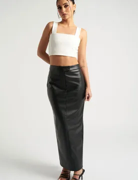 Womens Black Maxi Pu Skirt - Size 16 Uk - Urban Bliss - FashionsVida