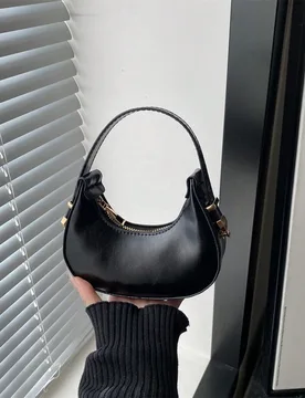 Bolso de mano pequeño y lindo de unicolor para mujeres, bolso de hombro en forma de media luna de alta calidad y ligero de moda - Shein - FashionsVida