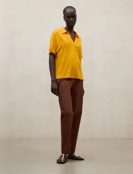 Camiseta de mujer de lino con cuello polo - Ecoalf - FashionsVida