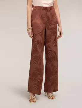 Pantalones de mujer palazzo en raso jacquard ajuste regular cierre con cremallera - Motivi - FashionsVida