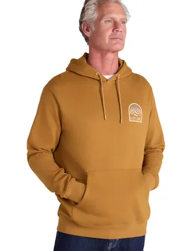 Circular Sunset Mountain' Mens Graphic Hoodie With Kangaroo Pocket Pullover Mustard Cotton - Size Medium - Mountain Warehouse - FashionsVida