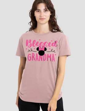 Women's Minnie Mouse Silhouette Blessed Grandma T-Shirt, Powder Rose Size: 2XL - Rose - Size: 2XL - Disney - FashionsVida