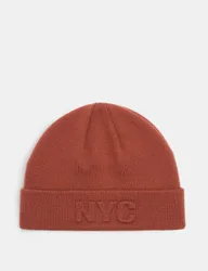 Embroidered Beanie Hat Chestnut male
