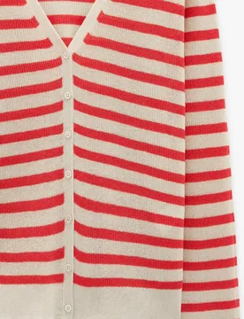 Cárdigan de mujer de punto con cierre de botones y estampado de rayas - Parfois - FashionsVida
