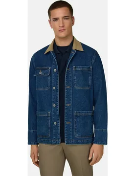 Americana camisera de denim de algodón - Boggi Milano - FashionsVida