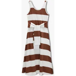 Vestido midi 100% algodón con estampado de rayas
