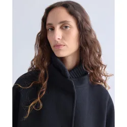 Chaquetón mujer Icons largo cm. 75 con detalles de punto de lana