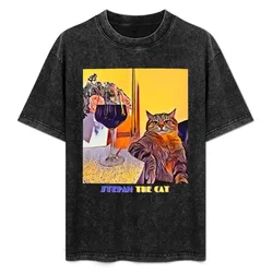 Stepan The Cat Art T-Shirt Casual Simple Design Short Sleeve Shirt