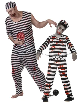Paarkostüm Zombie Gefängnisduo für Erwachsene und Kind - BCI - FashionsVida