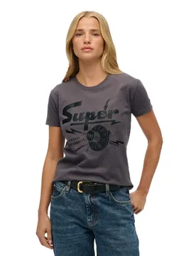 Maglietta A Maniche Corte Band Merch Rock Dark Grey L - Superdry - FashionsVida
