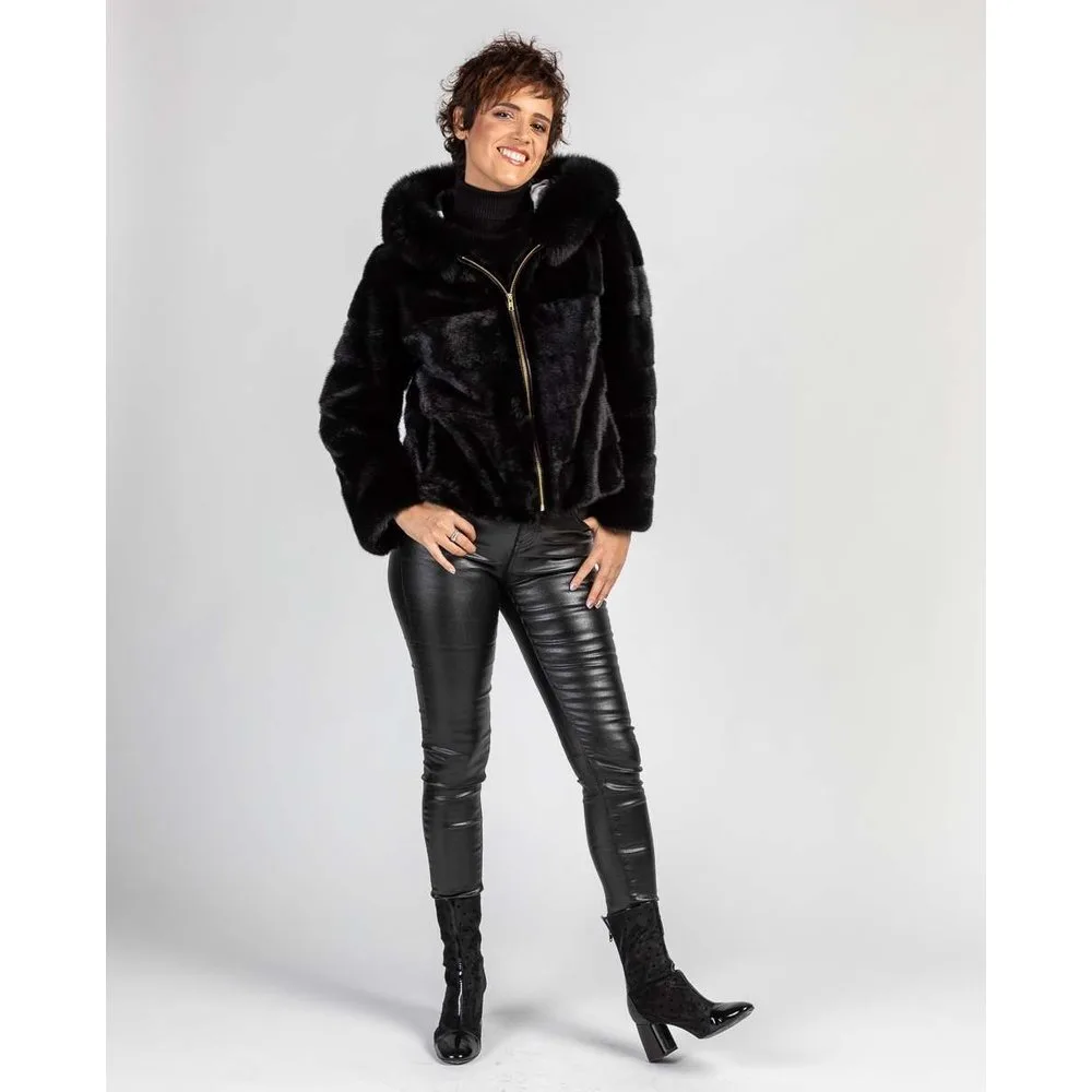 Chaqueta de pelo de mujer de visón con capucha de zorro - De la Roca - FashionsVida
