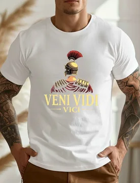 Veni Vidi Roman Soldier Graphic-with Red Plume Design-100% cotton summer O-neck short sleeve casual printed men's T-shirt - Aliexpress - FashionsVida