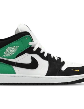 Aj1 Mid Men's Sneakers - White - Size 8.5 - Leather & Synthetics - White - Size: 8.5 - Jordan - FashionsVida