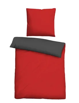 Mikrofaser Bettwäsche uni rubin, 1x 155x220 cm + 1x 80x80 cm - Castell - FashionsVida